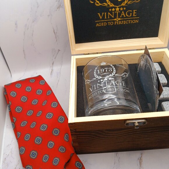 Other - Whiskey Glass  1973 NWT & Men Tie EUC Birthday Gift & Fathers Day
